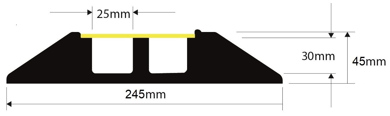 HD2 Black/Yellow - 1M  (2 x 25mm x 30mm inside space)