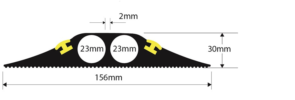 Industrial HiVis2 Black/Yellow- 4.5 M  ( 2 x 23mm Diameter inside space )