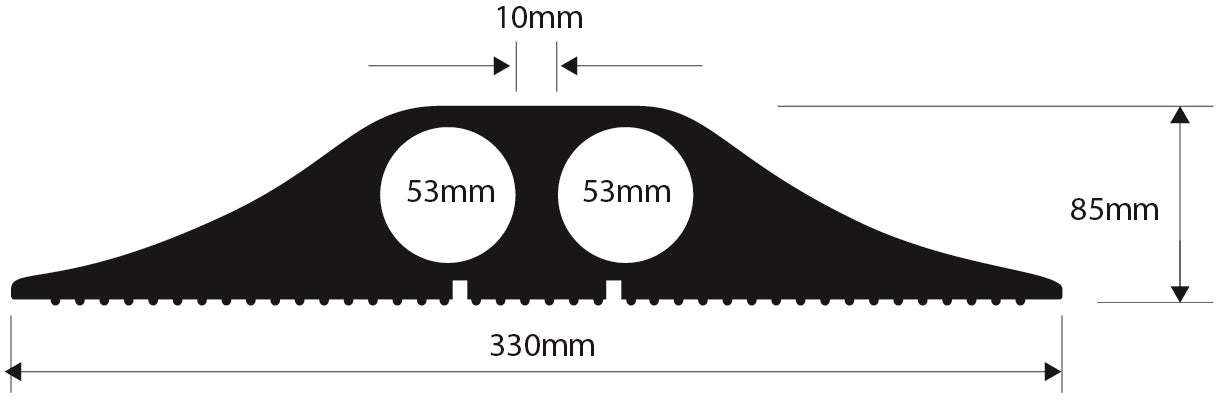 Industrial Type JJ Black - 1.5 M (2 x 53mm Diameter inside space)